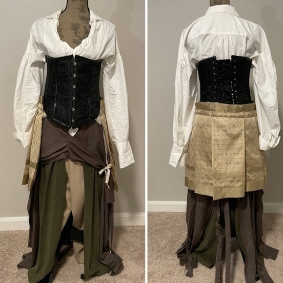 Handcrafted 4 layer upcycled/gypsy/pirate/medieval renaissance skirt bottom M/L - Picture 15 of 15